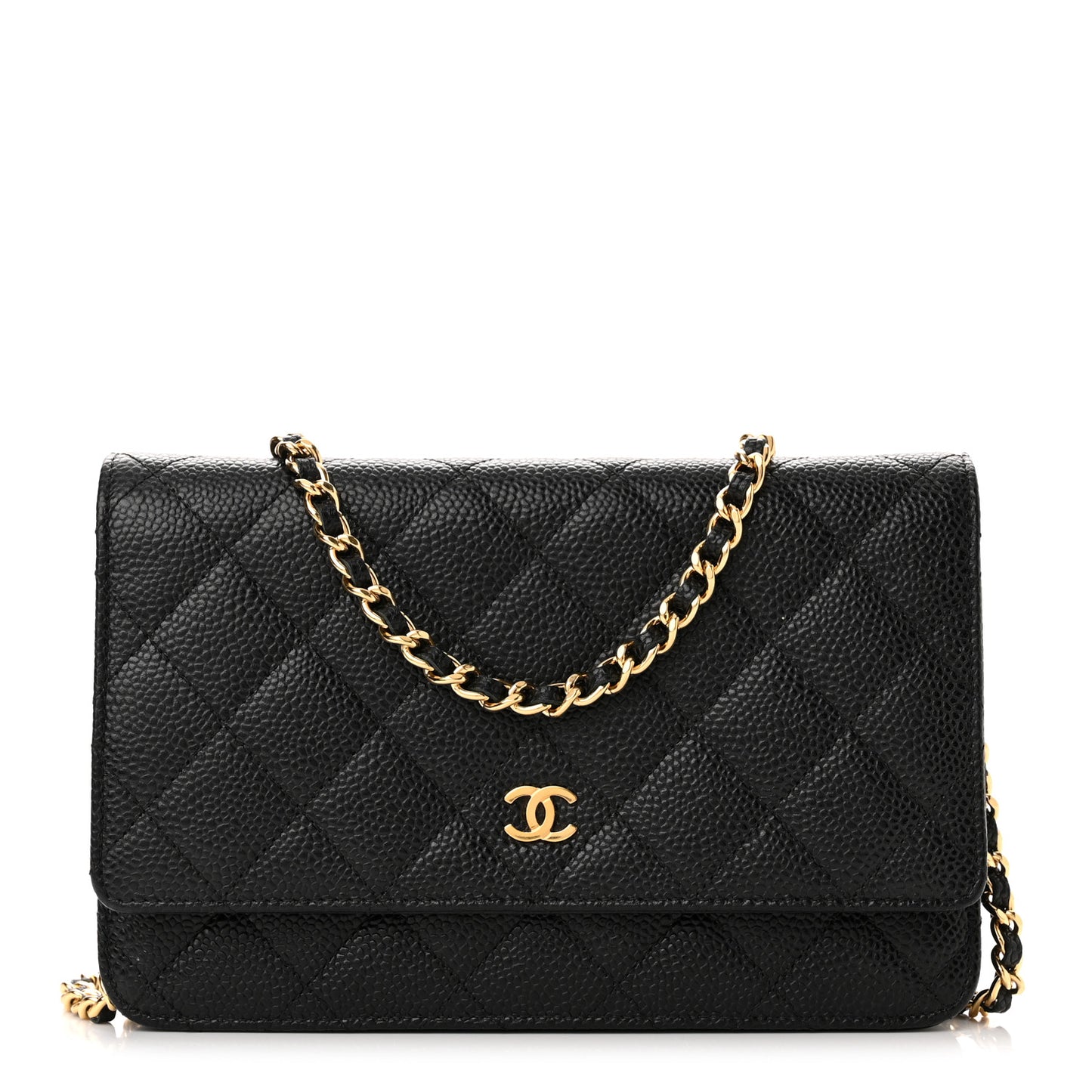 Caviar Quilted Wallet on Chain WOC Black
