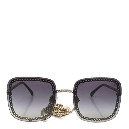 Chanel Metal Removable Chain Square Sunglasses 4244 Black 2 of 7