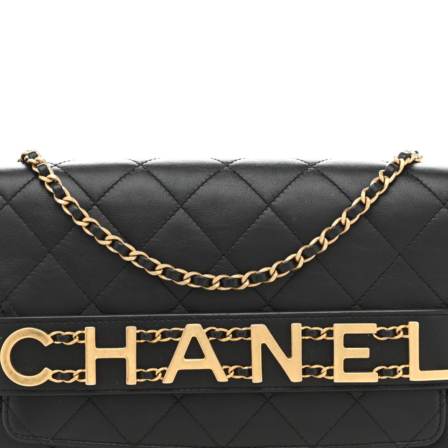 Chanel Calfskin Quilted Enchained Clutch Black 9 of 13
