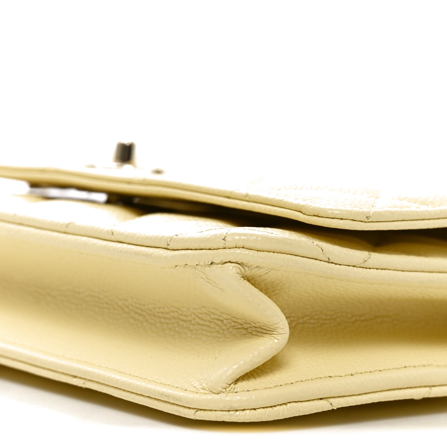 Chanel Caviar Quilted CC Turnlock Wallet On Chain WOC Light Yellow 21 of 23