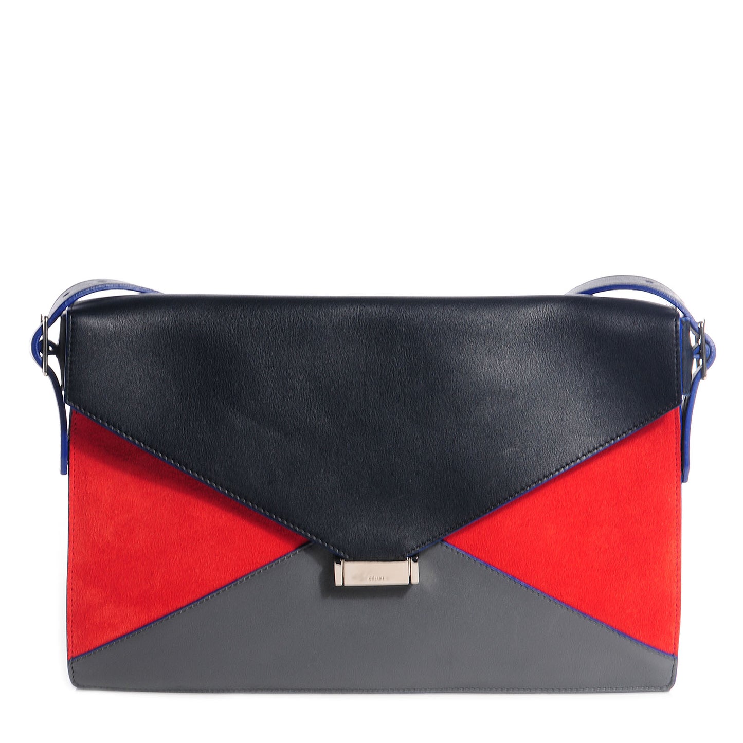Calfskin Suede Tri-Color Diamond Clutch Red
