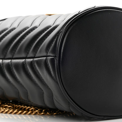 Gucci Calfskin Matelasse Mini GG Marmont 2.0 Bucket Bag Black 8 of 12