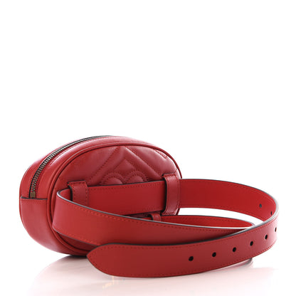 Gucci Calfskin Matelasse GG Marmont Belt Bag 85 34 Hibiscus Red 2 of 8