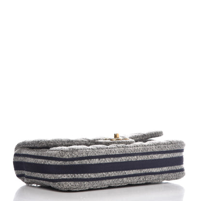Chanel Wool Felt Grosgrain Quilted Medium CC Eyelet Flap Grey 4 of 7