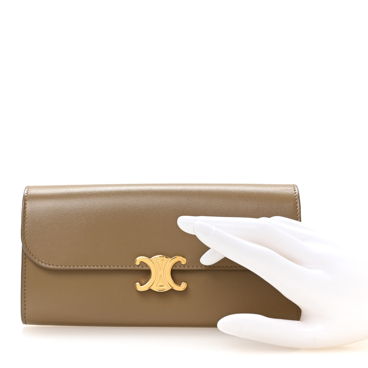 Celine Shiny Calfskin Long Triomphe Wallet DarK Sepia 2 of 9