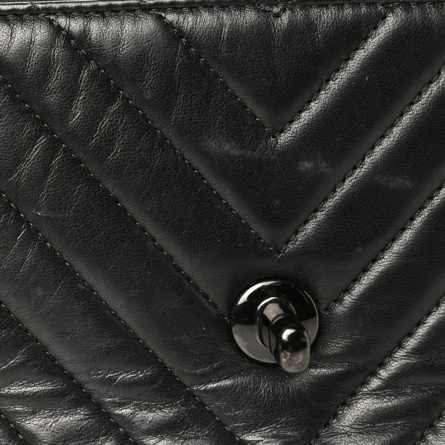 Lambskin Chevron Quilted Mini Rectangular Flap So Black