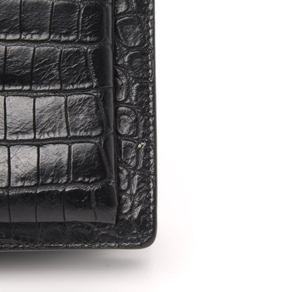 Saint Laurent Calfskin Crocodile Embossed Medium Monogram Sunset Black 8 of 10