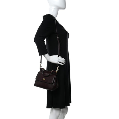 Dolce & Gabbana Lizard Calfskin Embossed Small Miss Sicily Satchel Burgundy 2 of 9