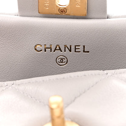 Chanel Calfskin Quilted Lady Handle Flap Card Holder With Chain Grey 6 of 12