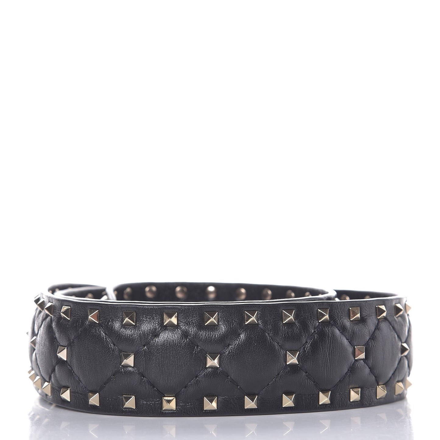 Lambskin Rockstud Spike Shoulder Strap Black
