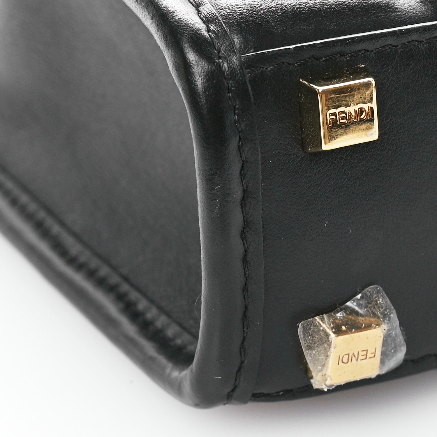 Fendi Vitello Plexiglass FF Embossed Mini Fendi Sunshine Shopper Tote Black 9 of 10