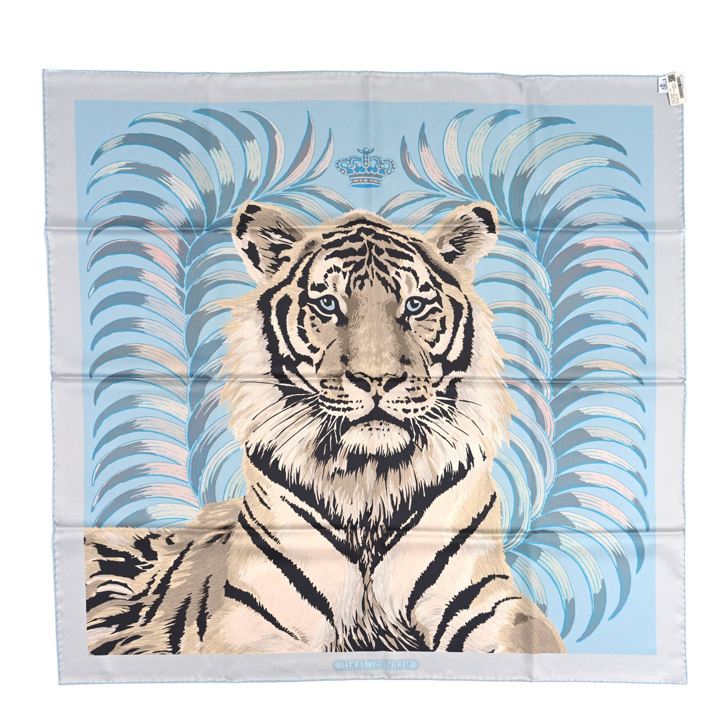 Silk Carre Double Face Tigre Royal Scarf 90 Ciel Anthracite Multi