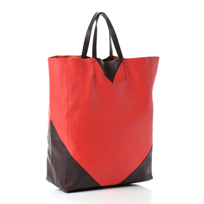 Celine Lambskin Vertical Bi-Color Coeur Cabas Black Red 3 of 14