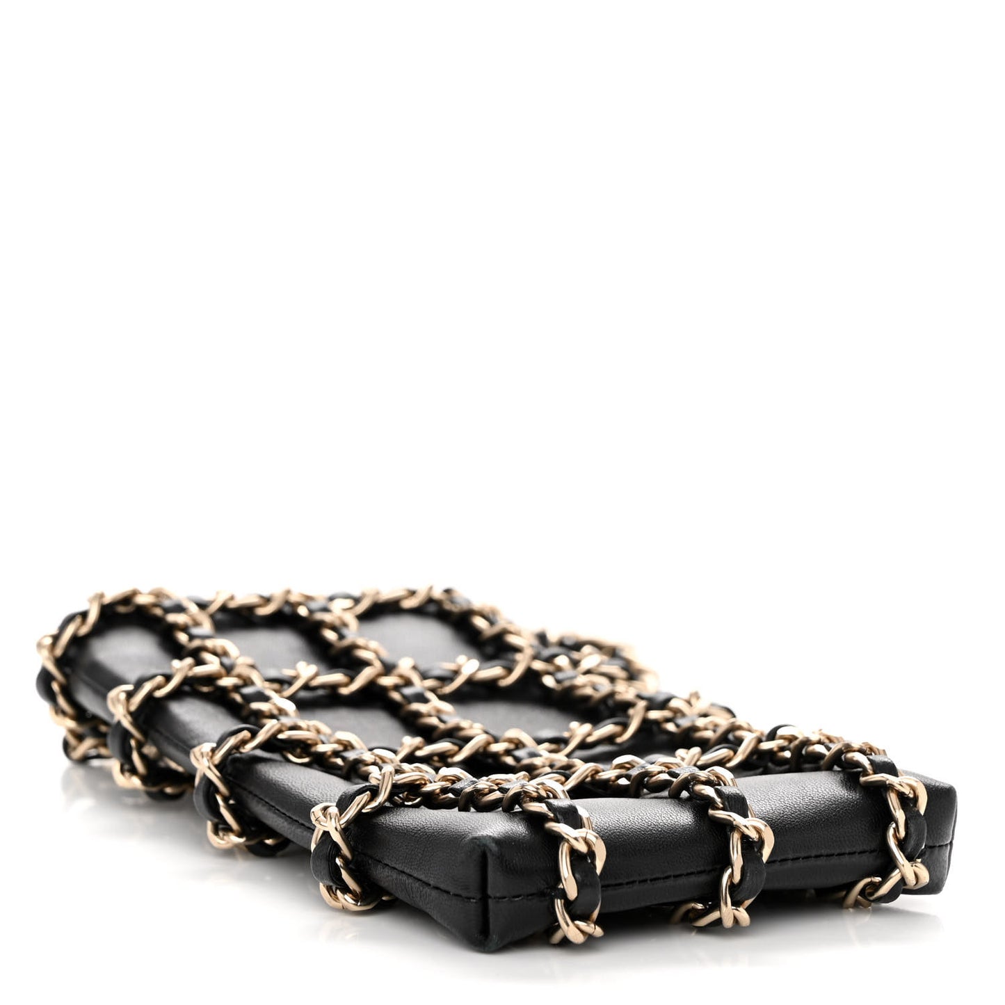 Lambskin Tech Me Out Clutch With Chain Black