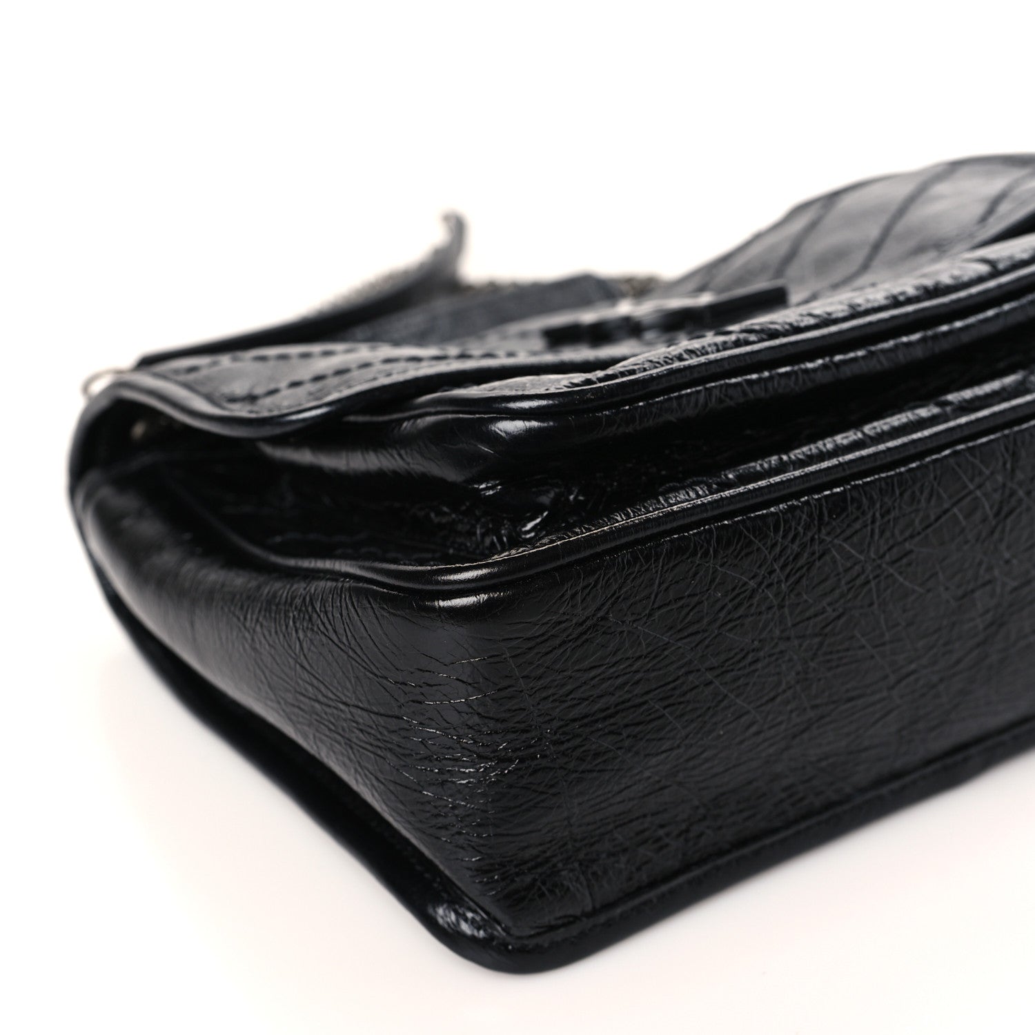 Saint Laurent Crinkled Calfskin Matelasse Monogram Baby Niki Chain Satchel Black 8 of 9
