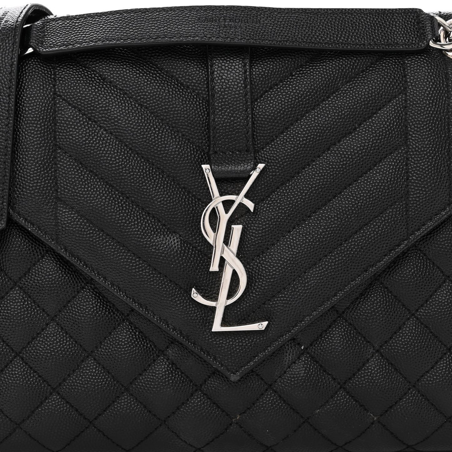 Grain De Poudre Textured Mixed Matelasse Triquilt Medium Monogram Satchel Black