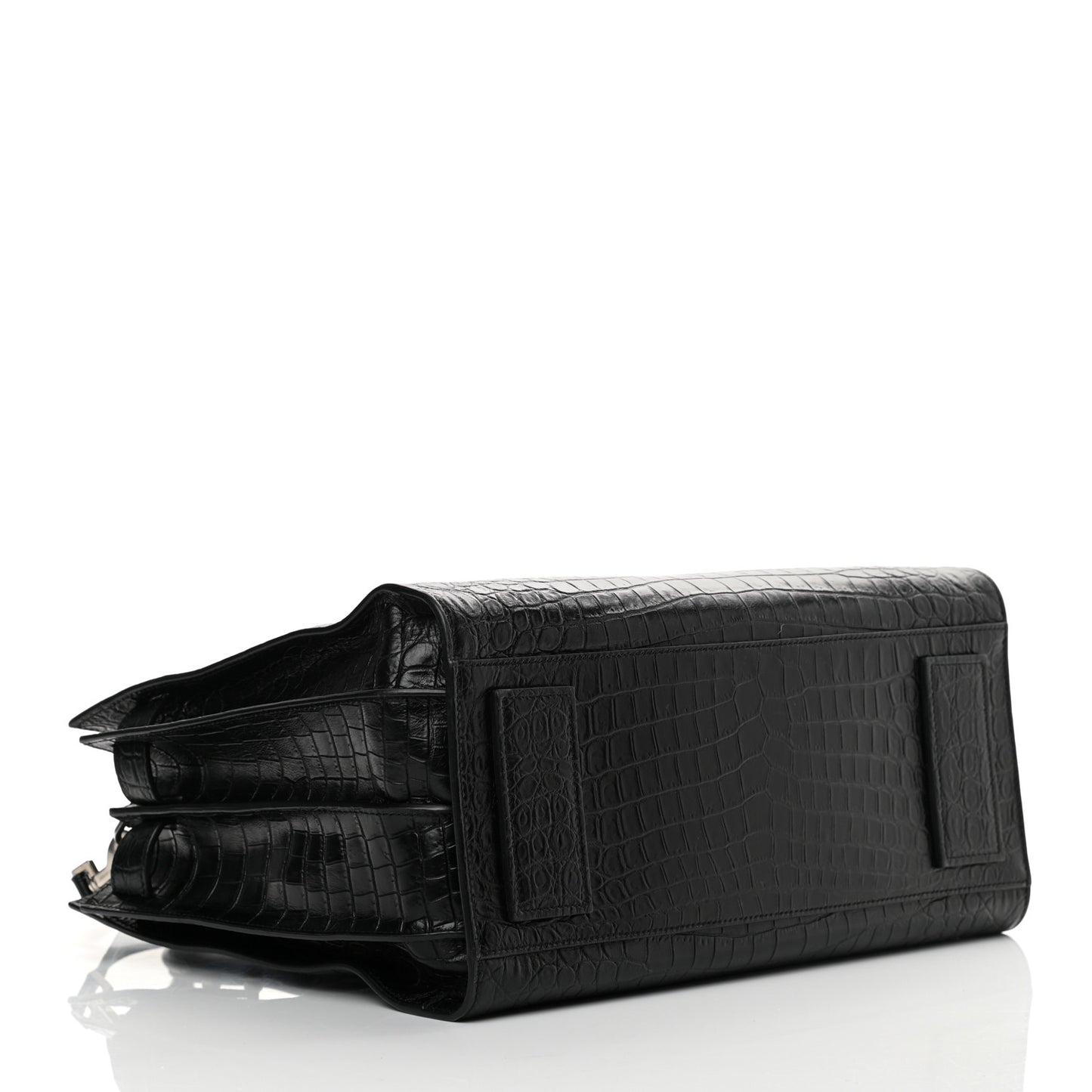 Calfskin Crocodile Embossed Small Supple Sac de Jour Black