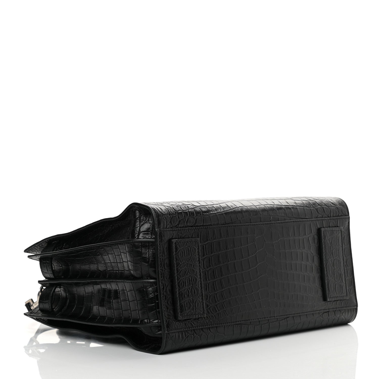 Saint Laurent Calfskin Crocodile Embossed Small Supple Sac de Jour Black 4 of 11