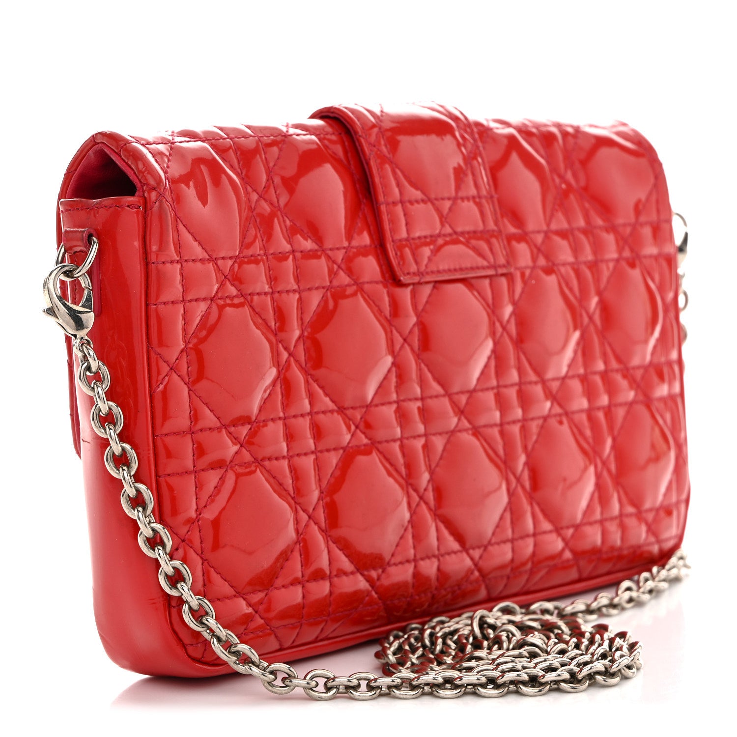 Christian Dior Patent Cannage New Lock Pouch Red 3 of 14