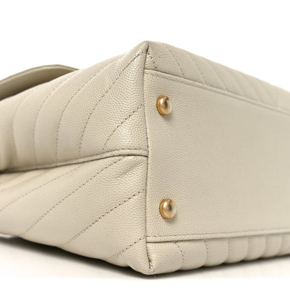 Chanel Caviar Chevron Quilted Medium Coco Handle Flap White 8 of 9