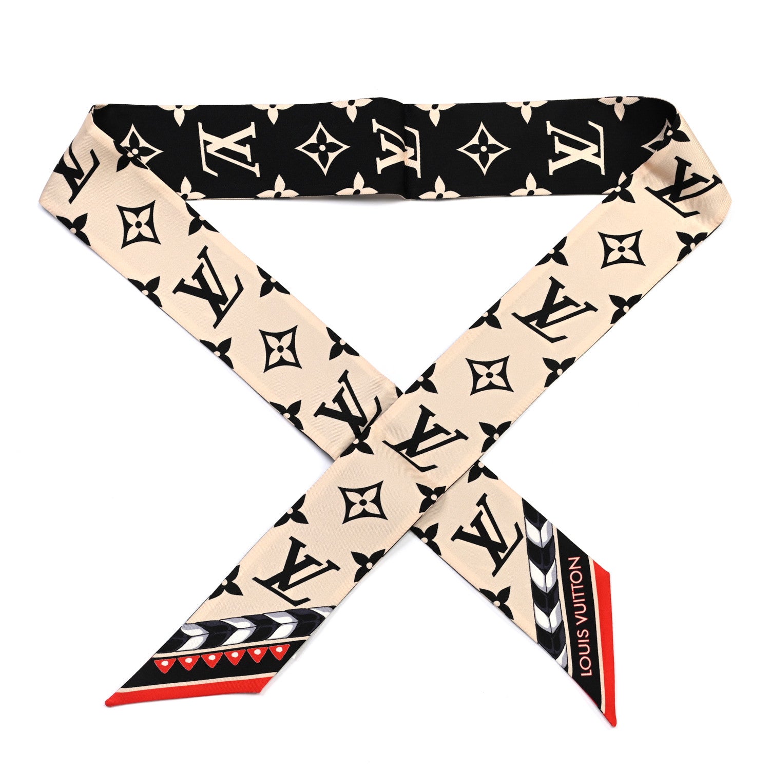 Louis Vuitton Silk Monogram LV Crafty Bi Color BB Bandeau Black Cream 1 of 2