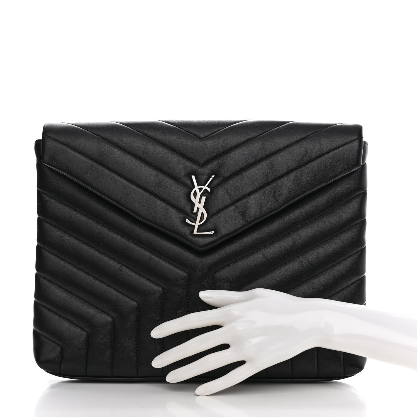 Calfskin Y Quilted Monogram Loulou Document Holder Black