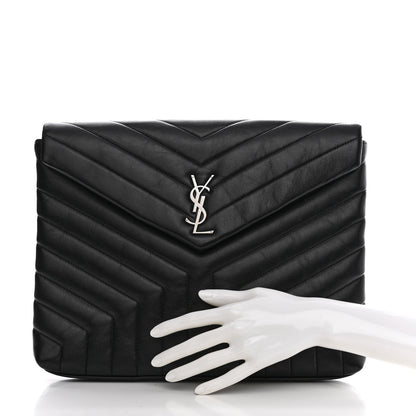 Saint Laurent Calfskin Y Quilted Monogram Loulou Document Holder Black 2 of 10
