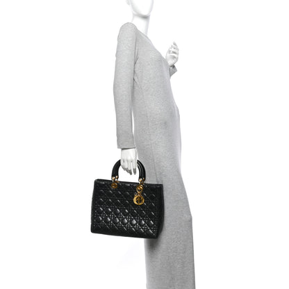 Christian Dior Lambskin Cannage Large Lady Dior Black Black 2 of 12