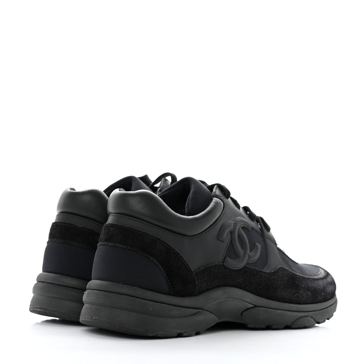 Chanel Toile Suede Calfskin CC Sneakers 36.5 Black 4 of 8