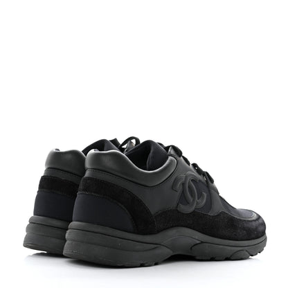 Chanel Toile Suede Calfskin CC Sneakers 36.5 Black 4 of 8