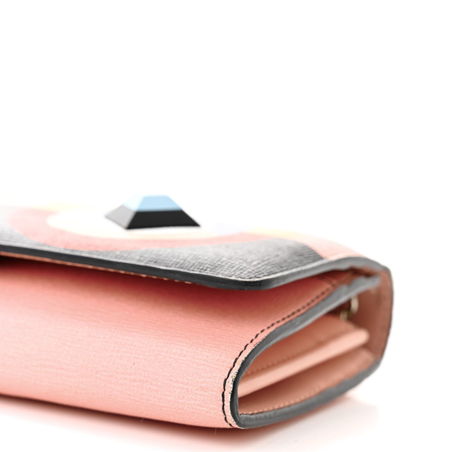 Fendi Vitello Elite Century Hypnoteyes Studded Continental Wallet On Chain Bubblegum Multicolor 10 of 12