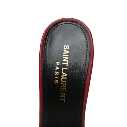 Saint Laurent Lambskin Bianca Mules 38.5 Red 7 of 9