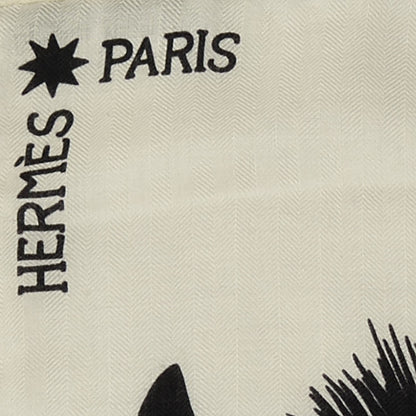 Hermes Cashmere Silk Zebra Pegasus Shawl 140 White Black Naturel 5 of 6