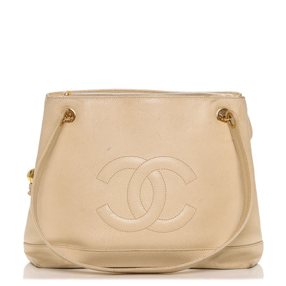 Chanel Caviar CC Shoulder Bag Beige 1 of 7