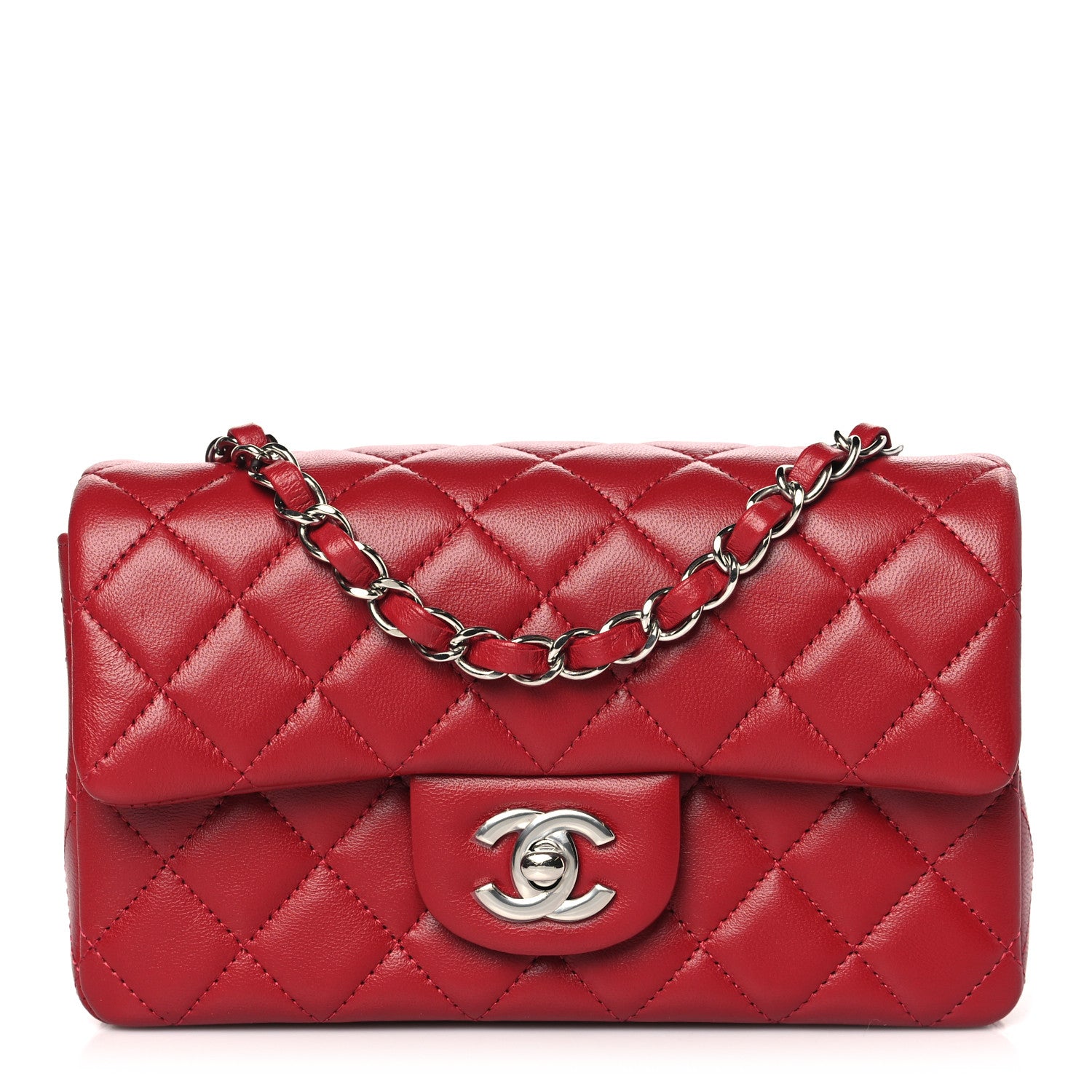 Chanel Lambskin Quilted Mini Rectangular Flap Red 1 of 12