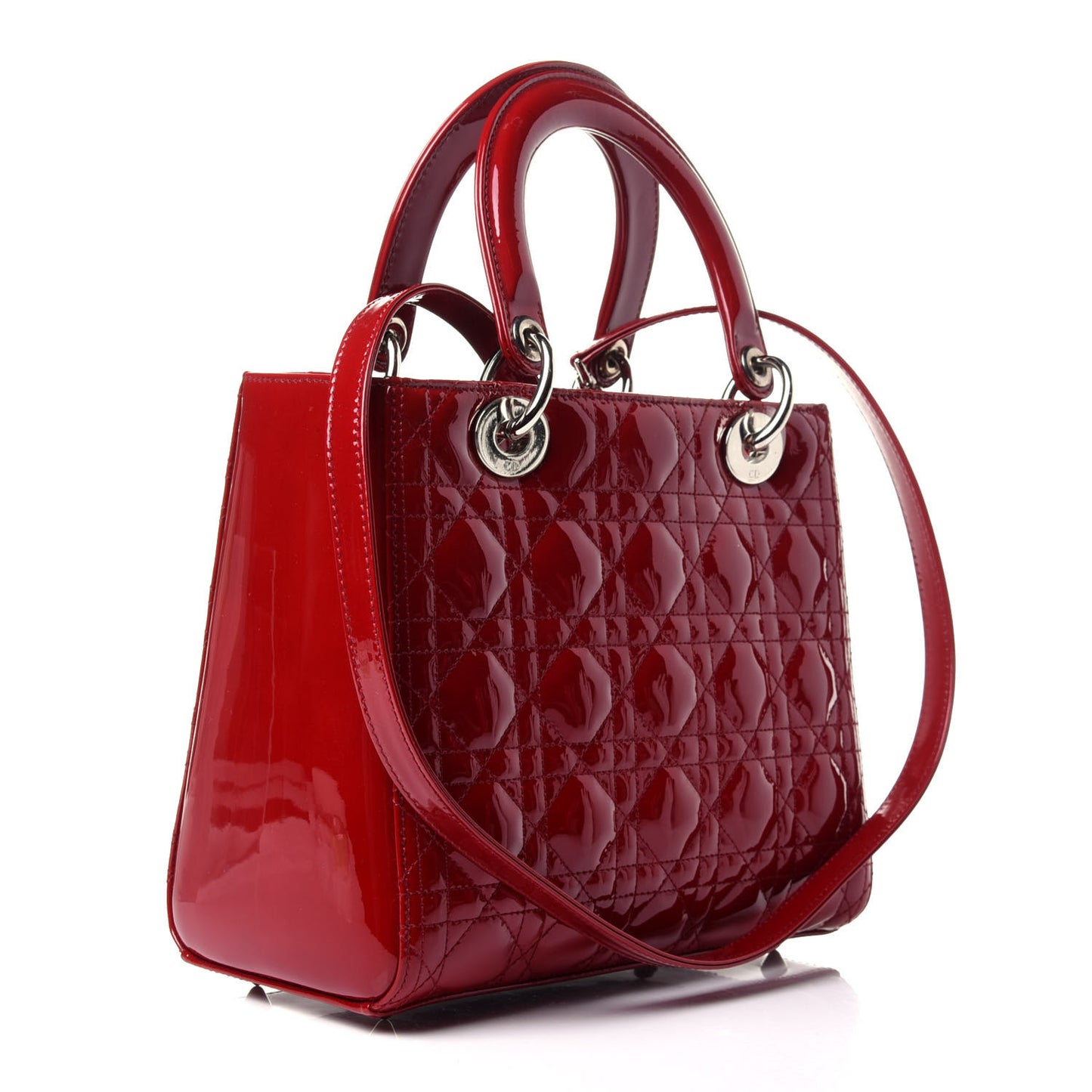 Patent Cannage Medium Lady Dior Red