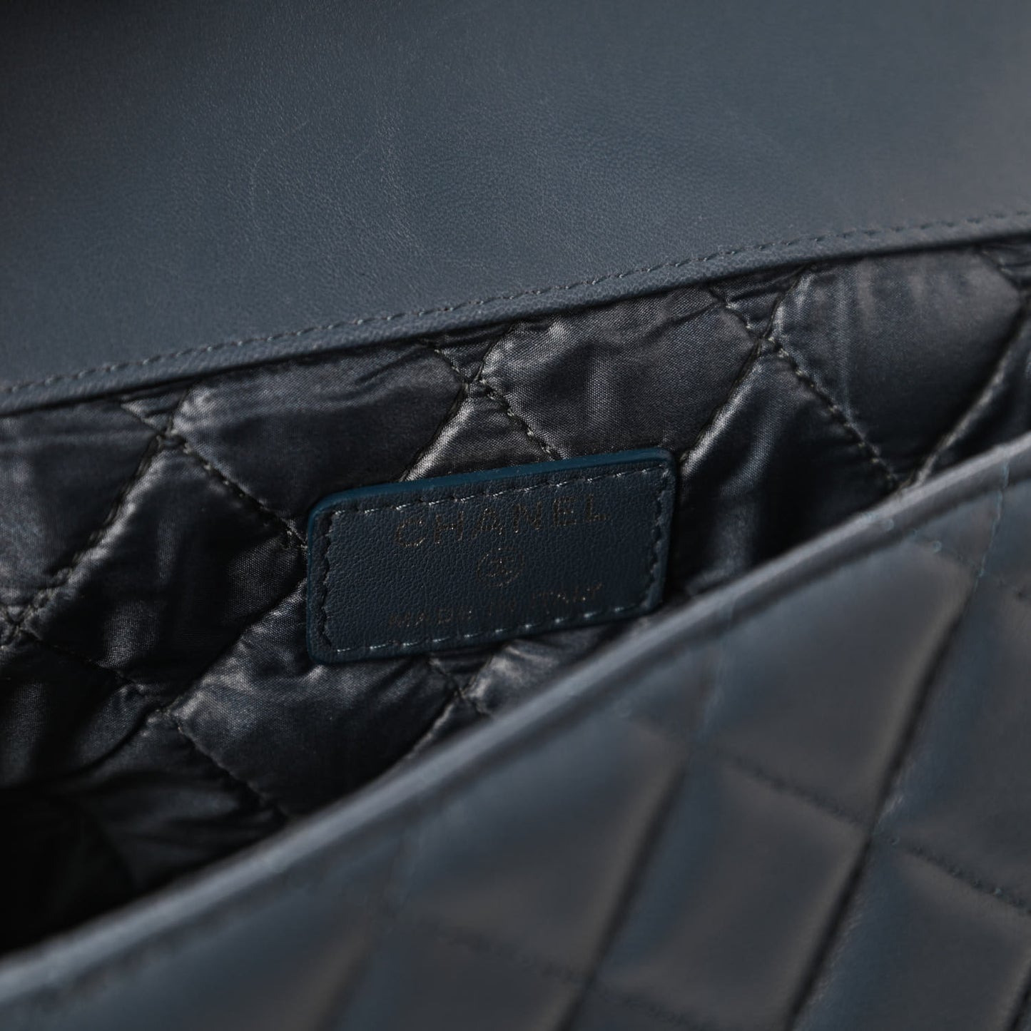 Lambskin Quilted Flap Cosmetic Case Blue