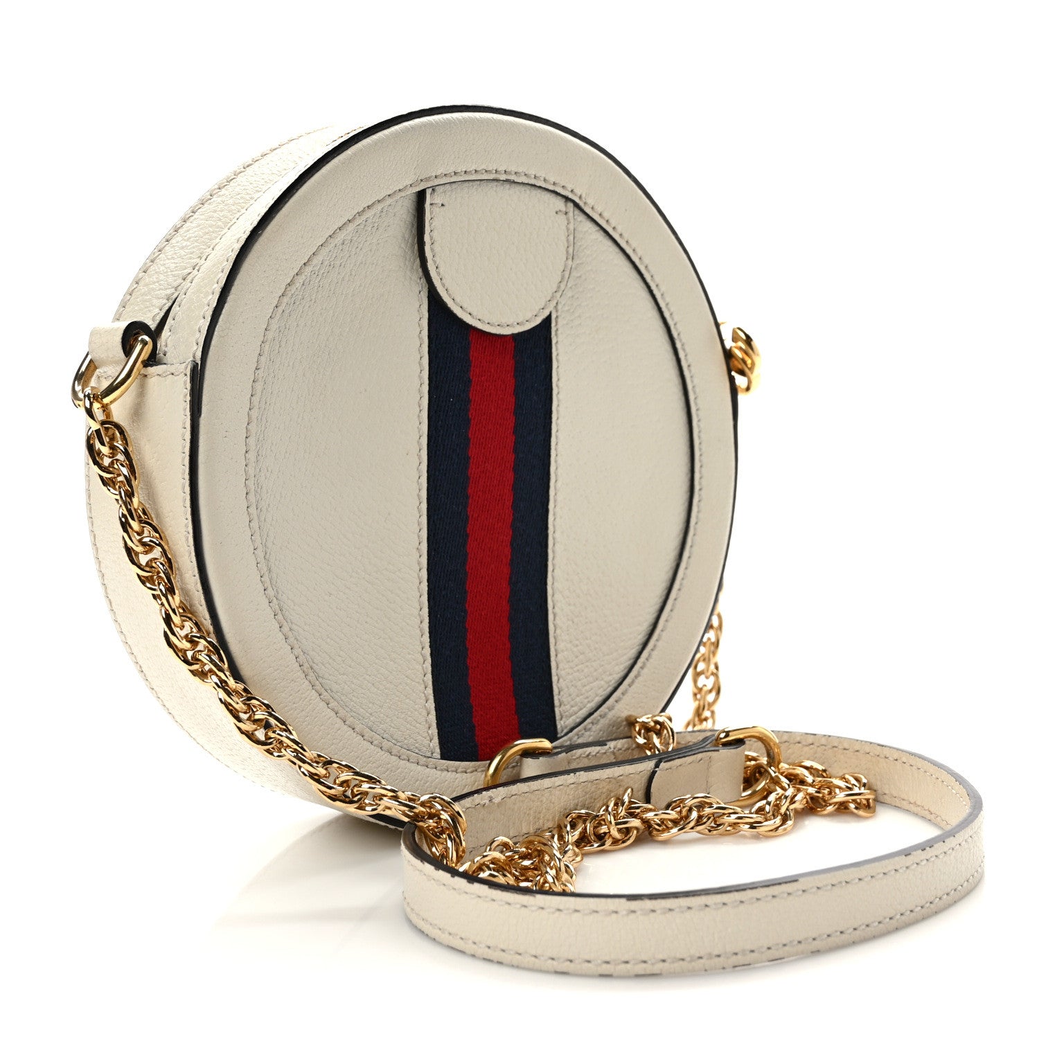 Gucci Textured Calfskin Web Mini Ophidia Round Shoulder Bag Mystic White 3 of 12