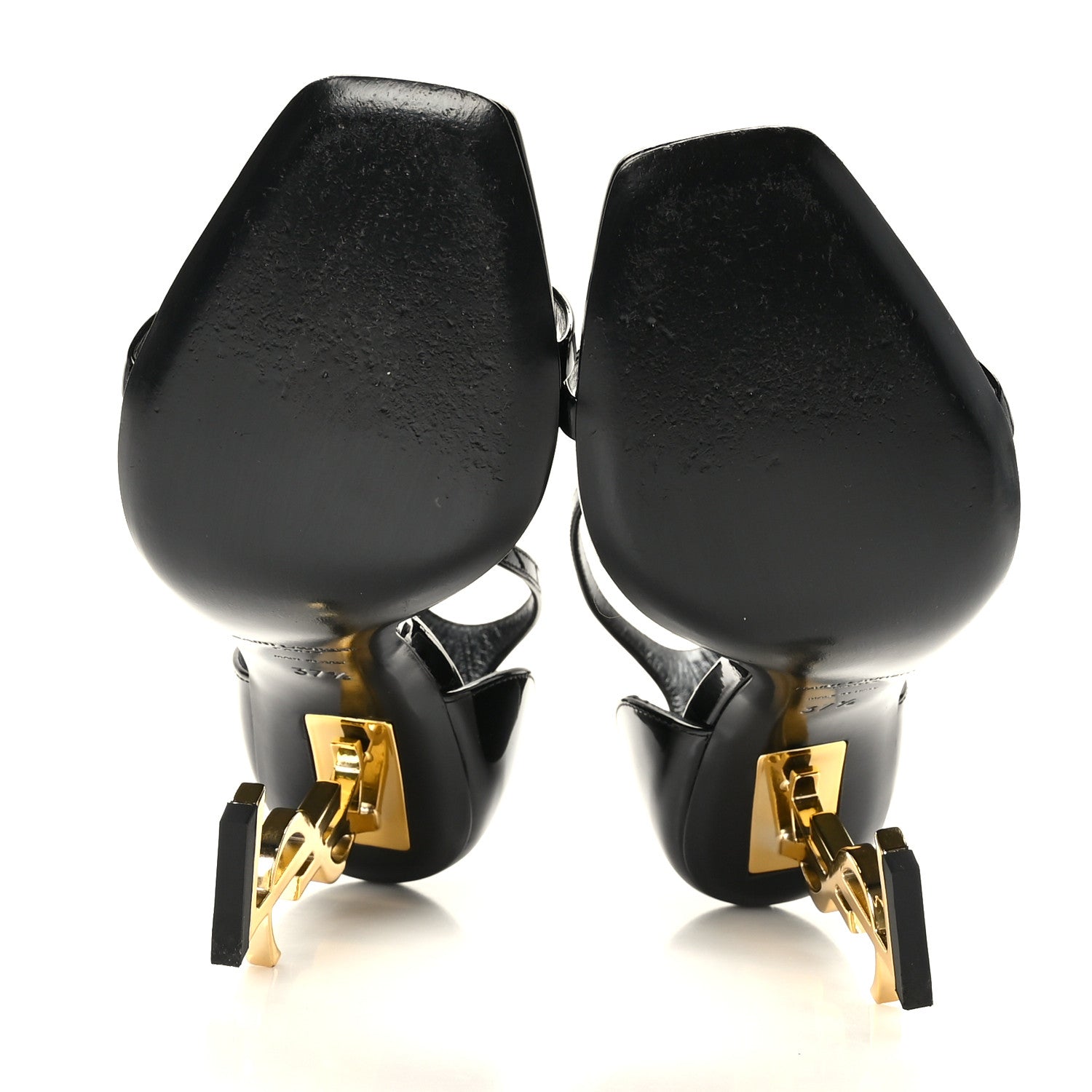 Saint Laurent Patent Calfskin Opyum 110 Sandals 37.5 Black Gold 5 of 10