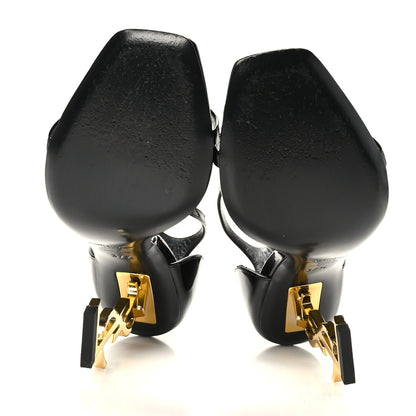 Saint Laurent Patent Calfskin Opyum 110 Sandals 37.5 Black Gold 5 of 10