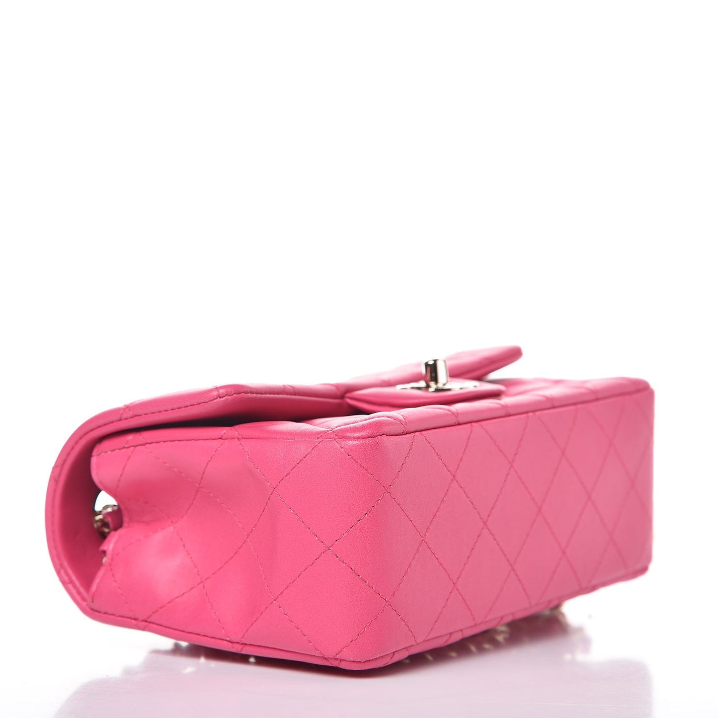 Lambskin Quilted Mini Rectangular Flap Dark Pink