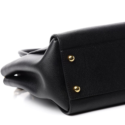 Burberry Soft Grain Calfskin Medium Buckle Tote Black 6 of 12