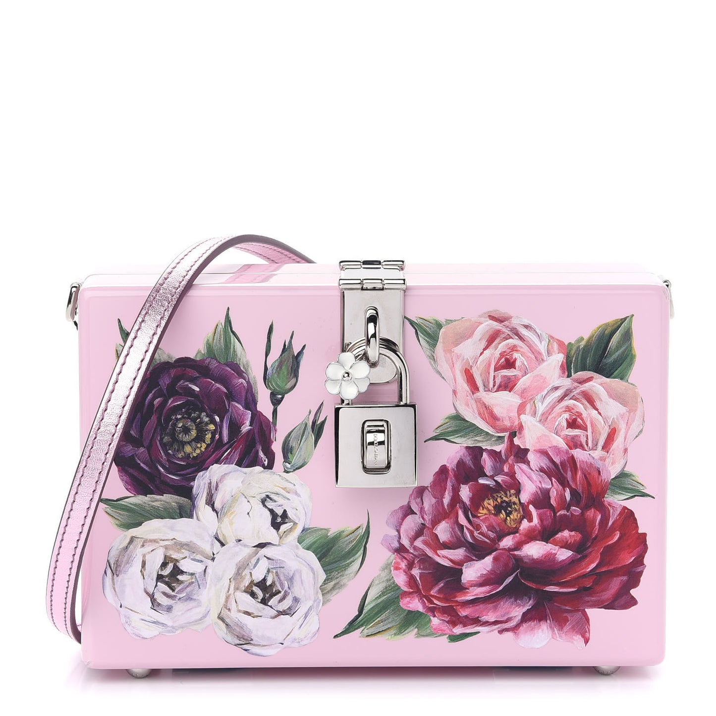 Acrylic Floral Print Dolce Box Clutch Pink