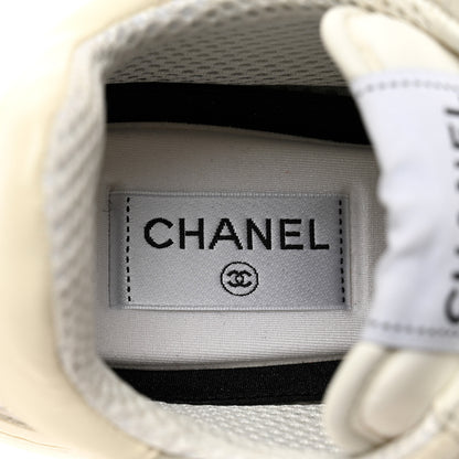 Chanel Calfskin Suede Crystal Womens CC Sneakers 40 White 7 of 9
