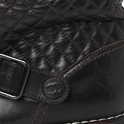 Chanel Calfskin Quilted Biker Boots 39 Brown 8 of 9