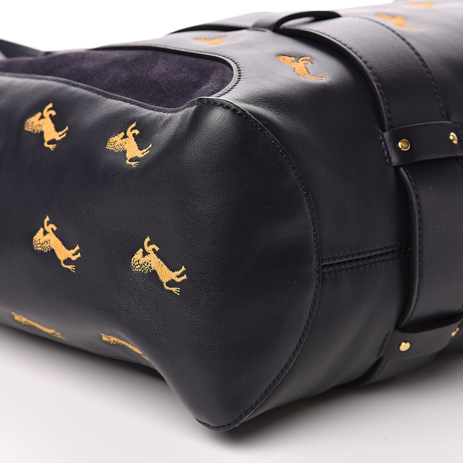 Chloe Smooth Calfskin Little Horses Embroidered Tao Zipped Tote Full Blue 8 of 11