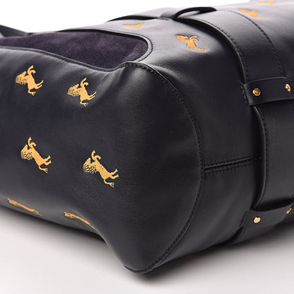 Chloe Smooth Calfskin Little Horses Embroidered Tao Zipped Tote Full Blue 8 of 11