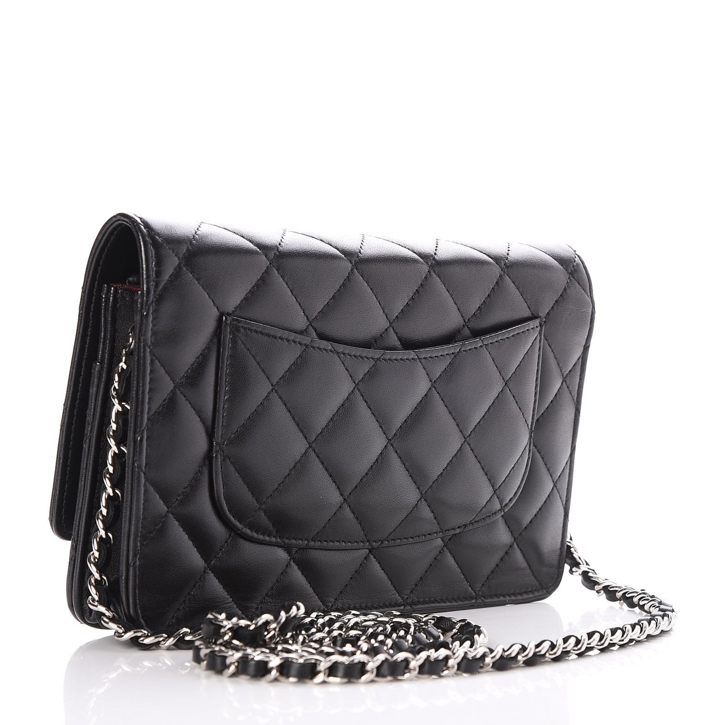 Lambskin Quilted Wallet On Chain WOC Black