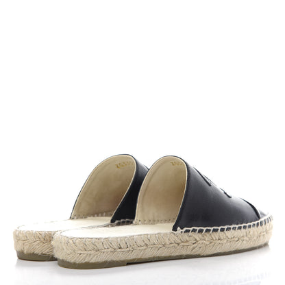 Chanel Goatskin Patent Calfskin CC Espadrille Mules 35 Black 4 of 12