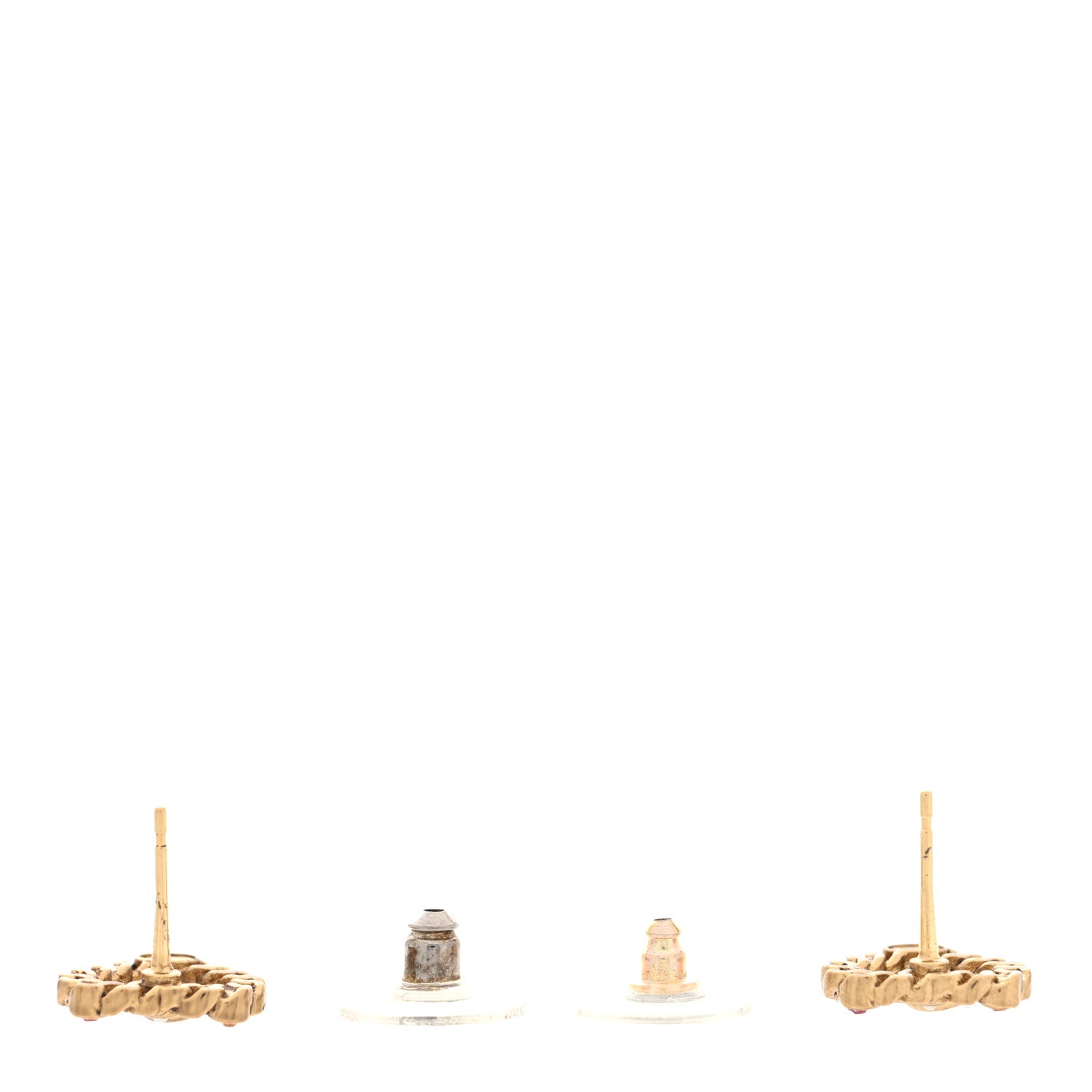 Chanel Pearl Crystal CC Heart Earrings Gold Multicolor 3 of 4